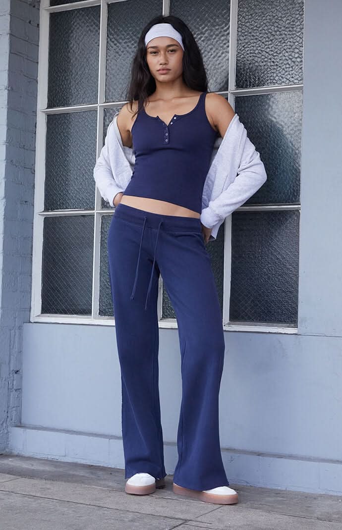 John Galt Women's Hilary Soft Baggy Sweatpants Dark Blue One Size