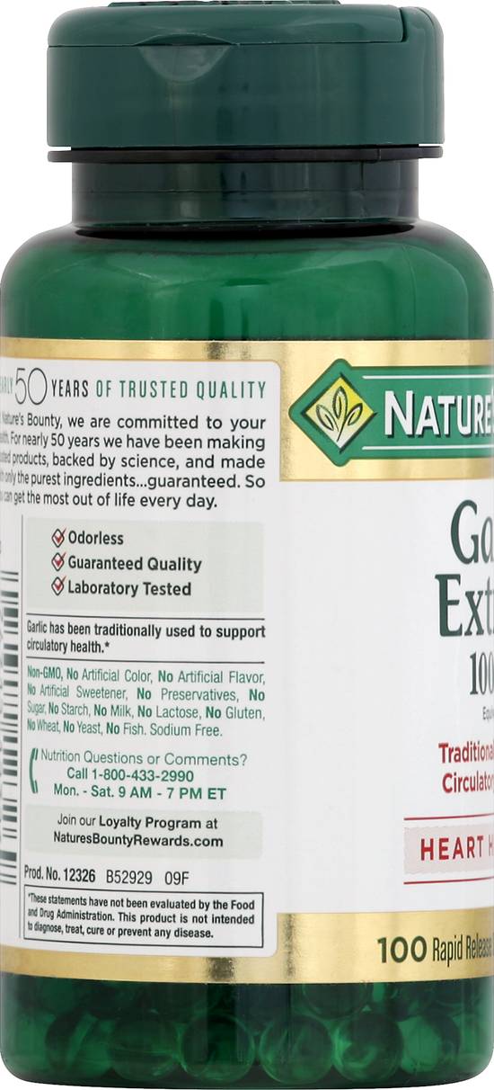 Nature's Bounty Garlic Extract Rapid Release Softgels (100 ct)