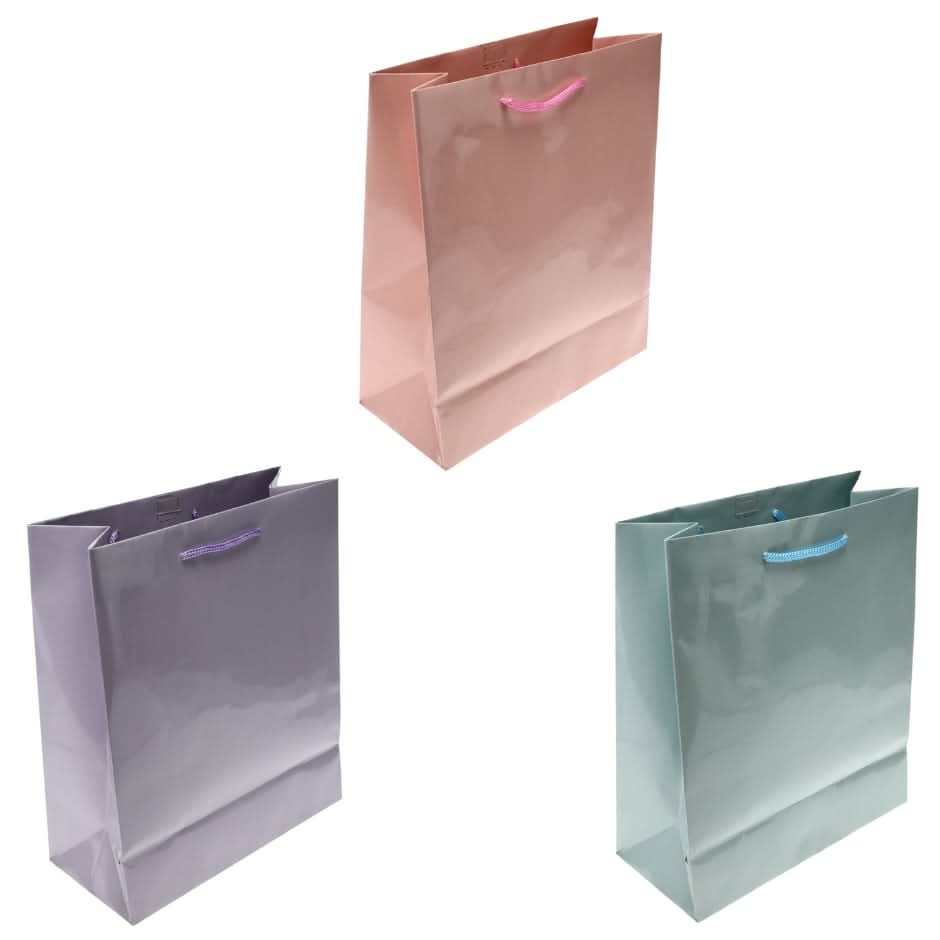 Solid Color Pastel Gift Bags, Large, Assorted (3 ct)
