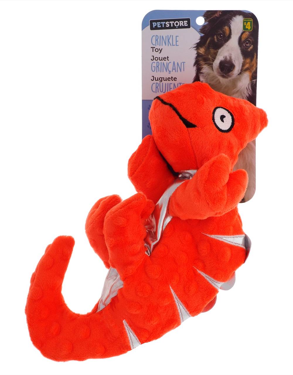 Petstore Crinkle Chameleon Dog Squeaky Toy