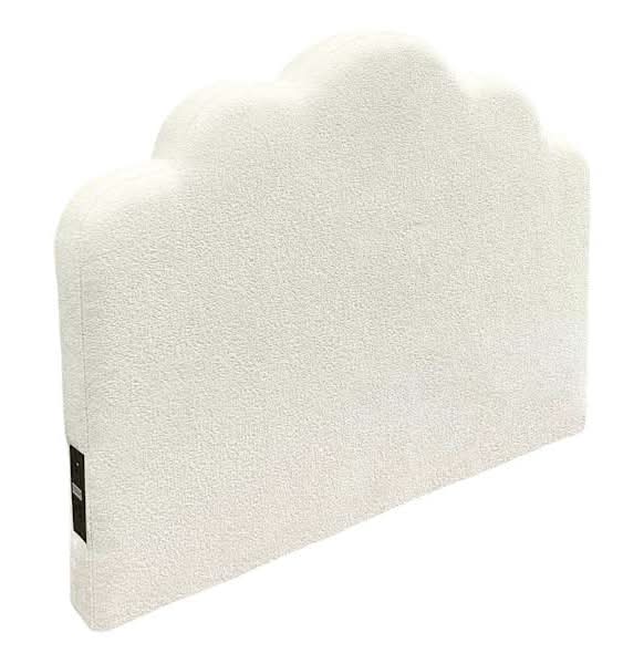 Easy-Apply Wall-Mounted Headboard with Charging Station, Cream