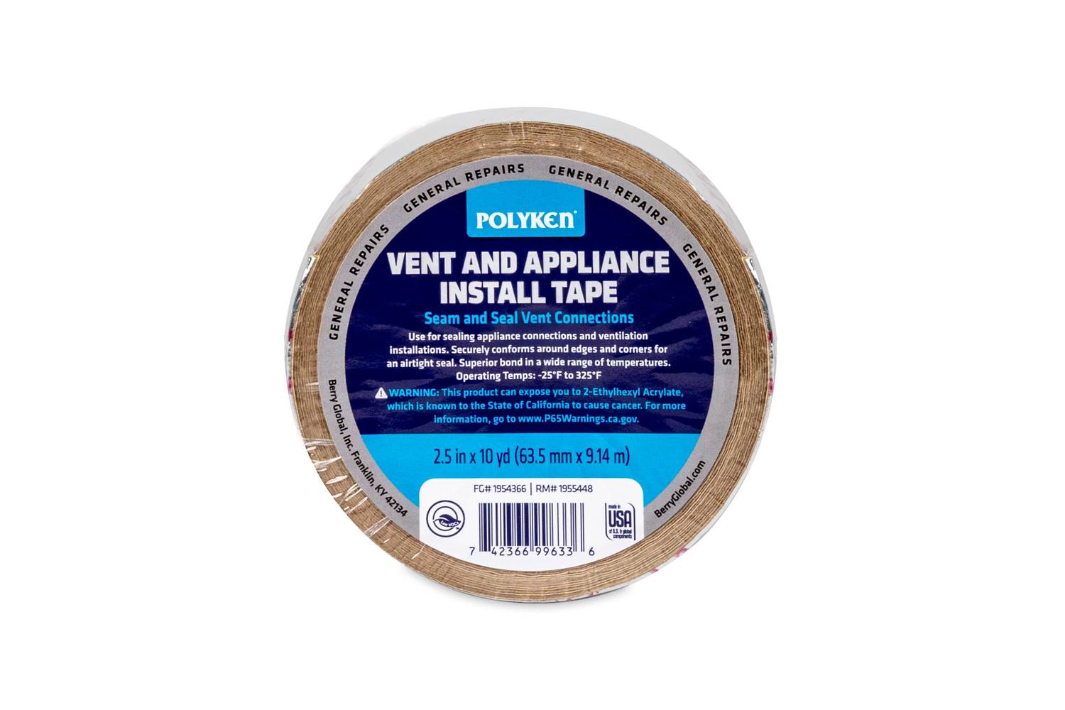 POLYKEN Vent and Appliance Install Tape HVAC Tape 2.5-in x 10 Yard(s) | 1954366