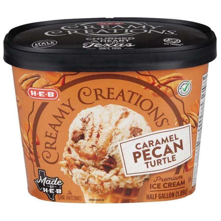 H-E-B · Creamy creations helado premium caramel pecan turtle (1,89 L)