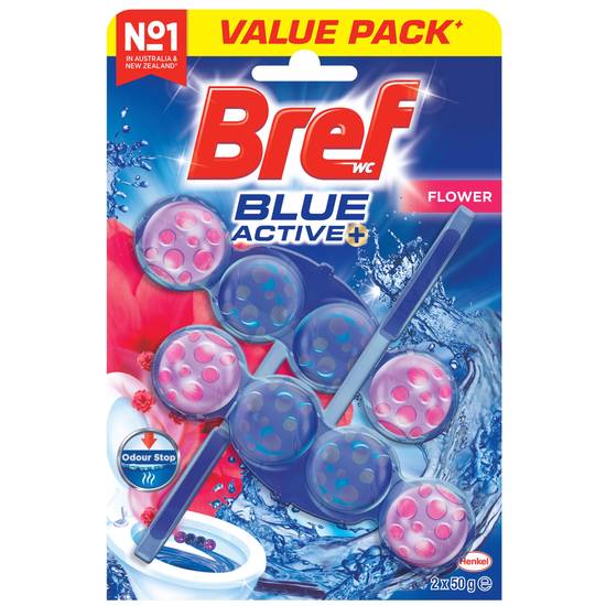 Bref Blue Active Rim Block Toilet Cleaner Fresh Flowers Twin pack 2x50g 100g