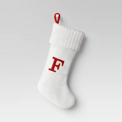 Knit Monogram Christmas Stocking White F - Wondershop™