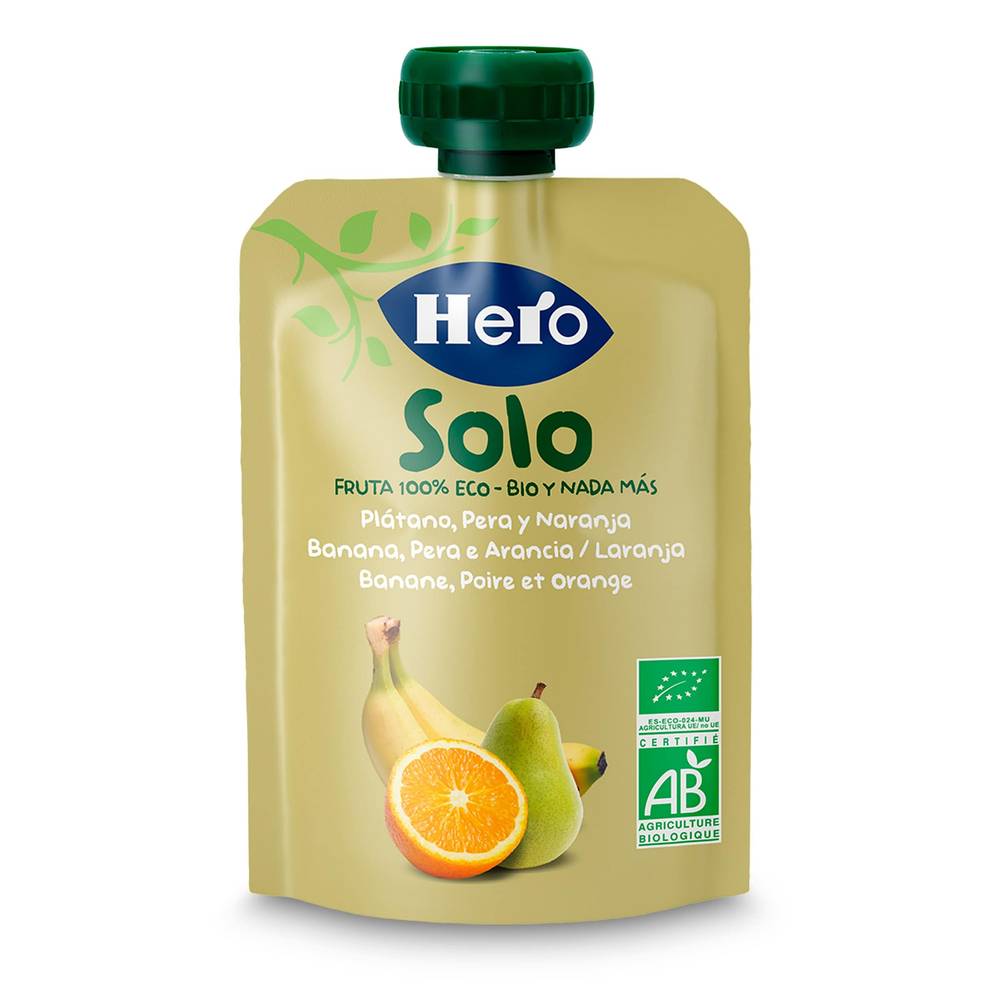 Puré De Pera, Plátano Y Naranja 100% Ecológica Hero Bolsa 100 G