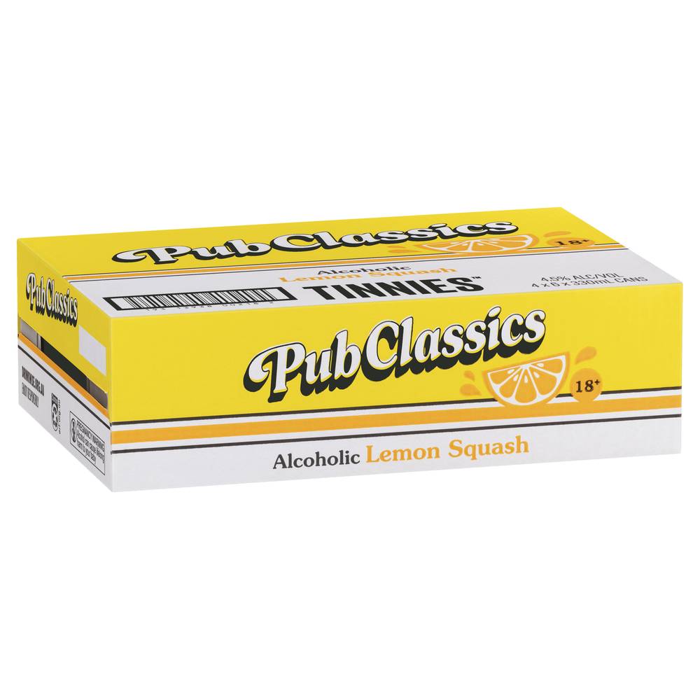 Tinnies Pub Classics Alcoholic Lemon Squash Can 330mL X carton 24