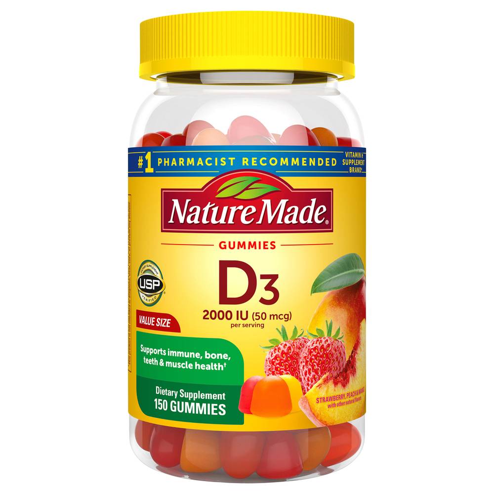 Nature Made 50 Mcg Vitamin D3 Value Size Verity pack Supplement Gummies (2.4 oz)