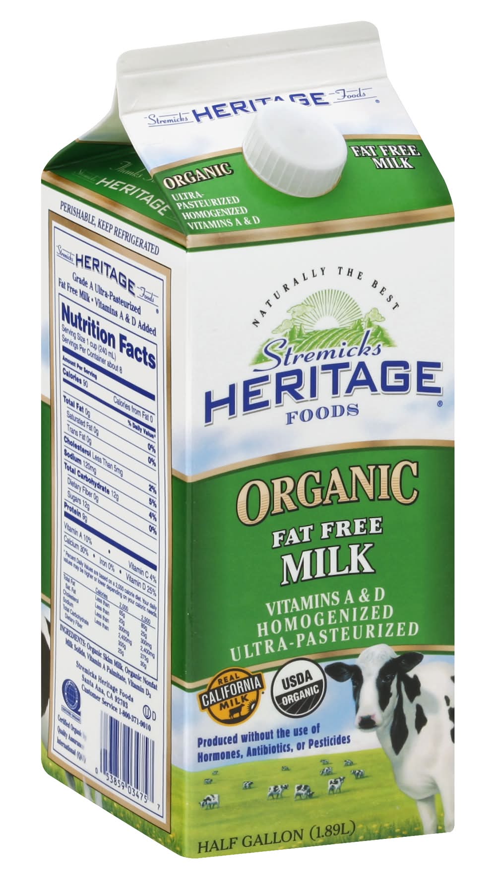Stremicks Heritage Organic Fat Free Milk (4.17 lbs)