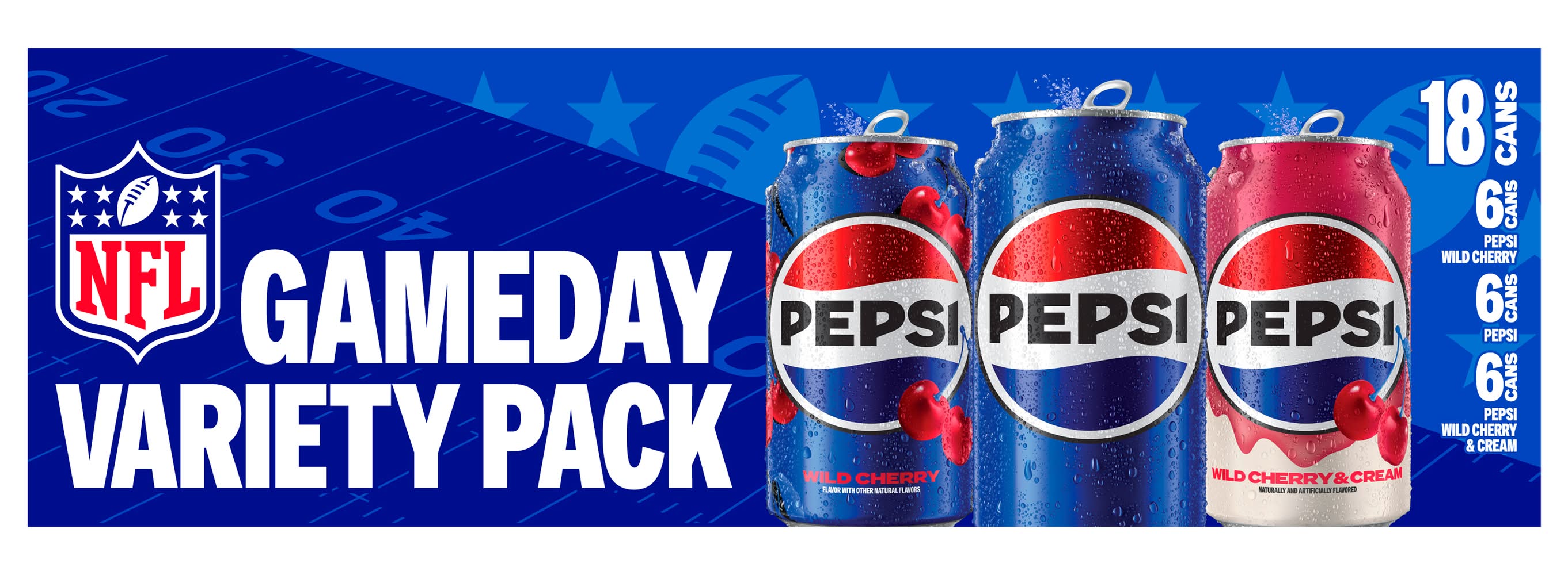 Pepsi Soda Variety pack, Wild Cherry & Cream (18 x 12 fl oz)
