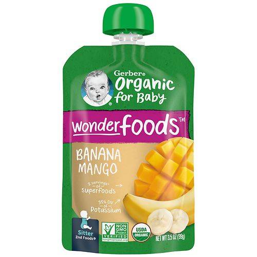 Gerber Organic Wonder Foods Baby Food Banana and Mango - 3.5 oz