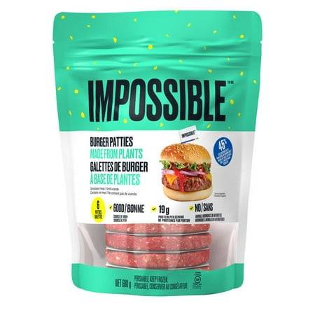Impossible Foods Galettes de hamburger surgelées à base de plantes, 6 unités, 680 g