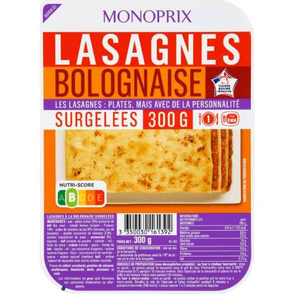 Monoprix Lasagnes Bolognaise, Surgel{Es La Barquette De 300G