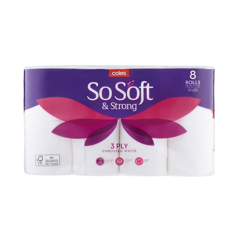 Coles So Soft & Strong 3ply Toilet Tissue (8 pack)
