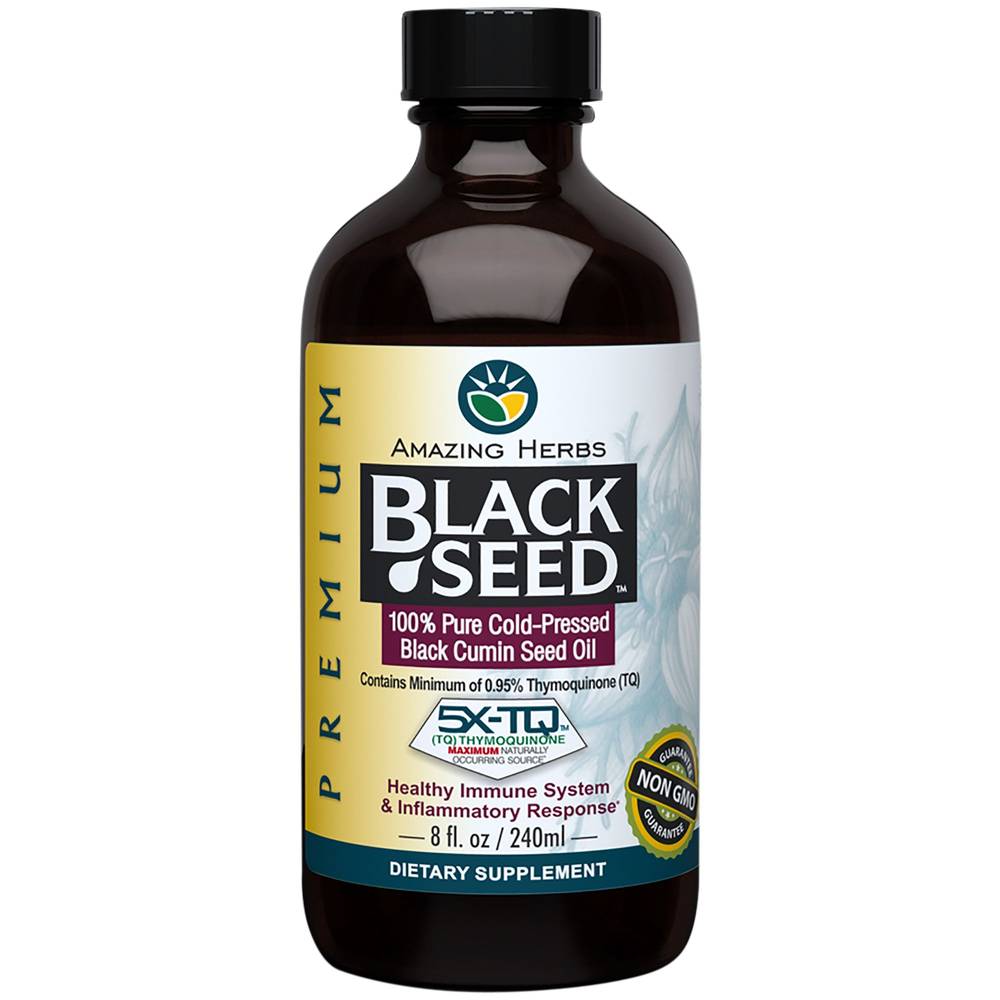 Premium Liquid Black Seed Oil - 100% Pure Cold-Pressed Black Cumin Seed Oil - Supports Healthy Immune System (8 fl oz)