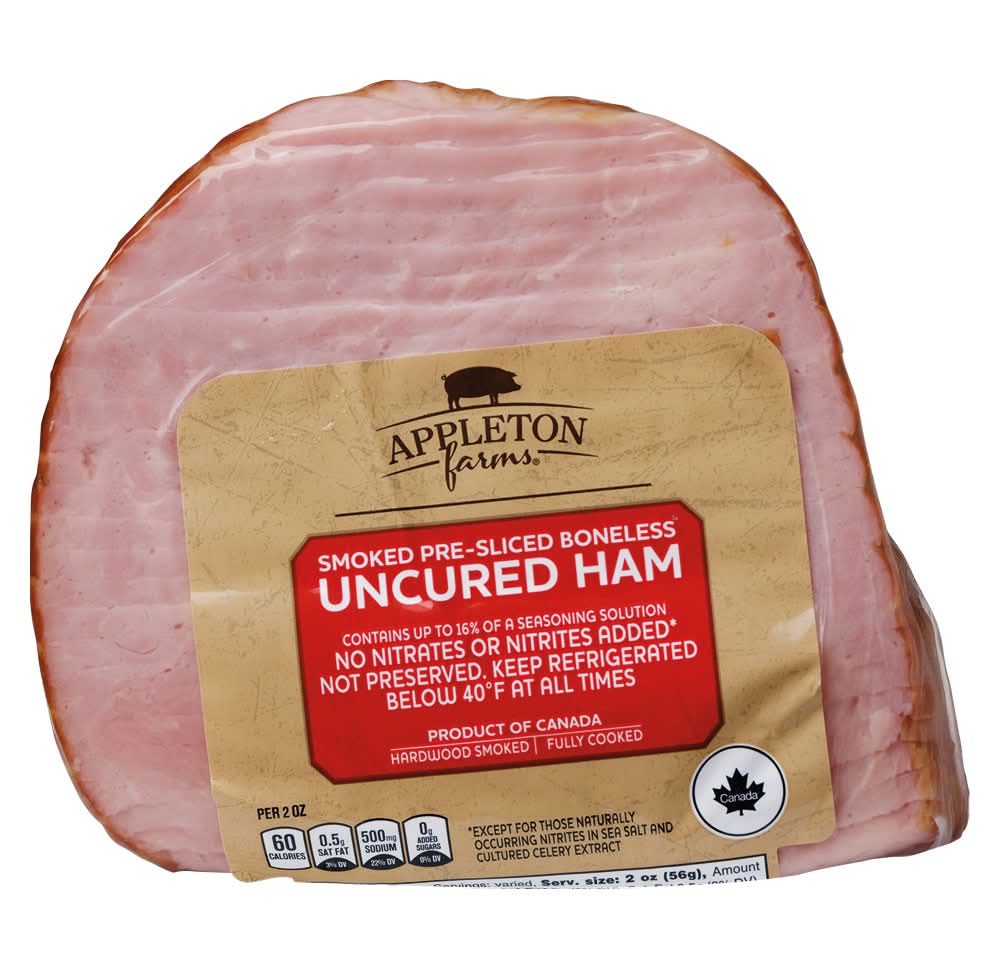 Appleton Farms Uncured Hardwood Smoked Quarter Boneless Sliced Ham