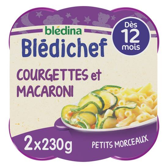 Blédina - Blédichef courgettes macaronis soir bébé dès 12 mois (2pièces)