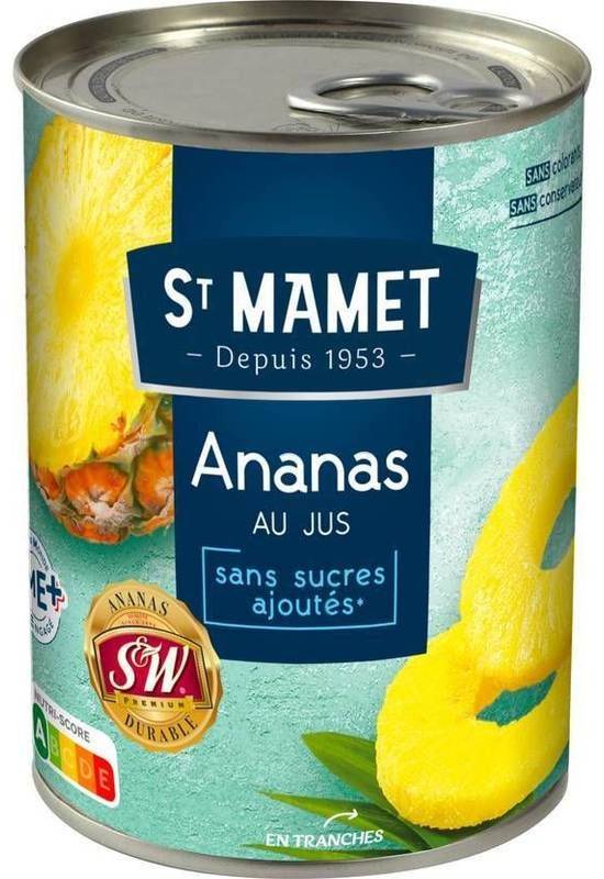 Ananas origine philippines en tranches au jus sans sucres ajoutés - st mamet - 570g