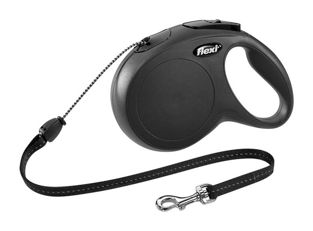 Flexi New Classic Retractable Cord Dog Leash, Medium, Black