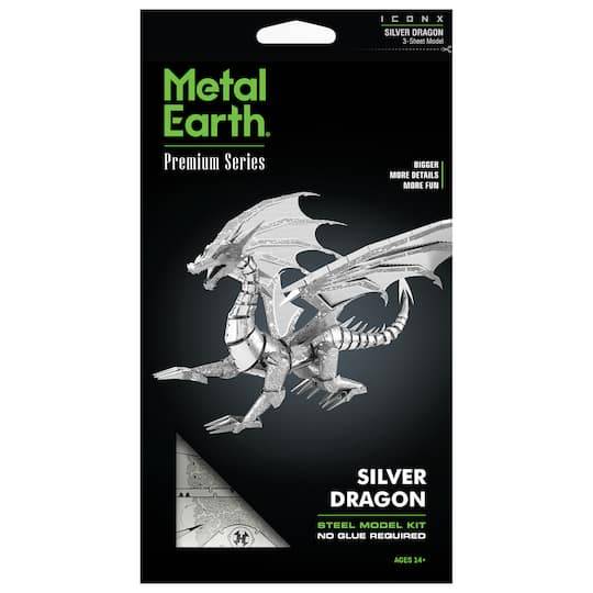 Metal Earth Silver Dragon Steel Model Kit