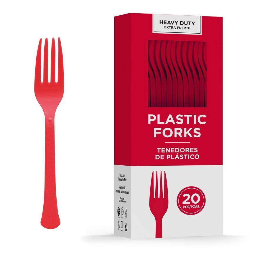 Party City Heavy-Duty Plastic Forks (red)
