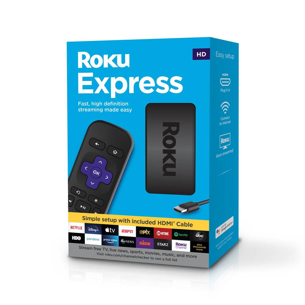 Roku Express Hd Streaming Media Player With High Speed Hdmi Cable And Simple Remote