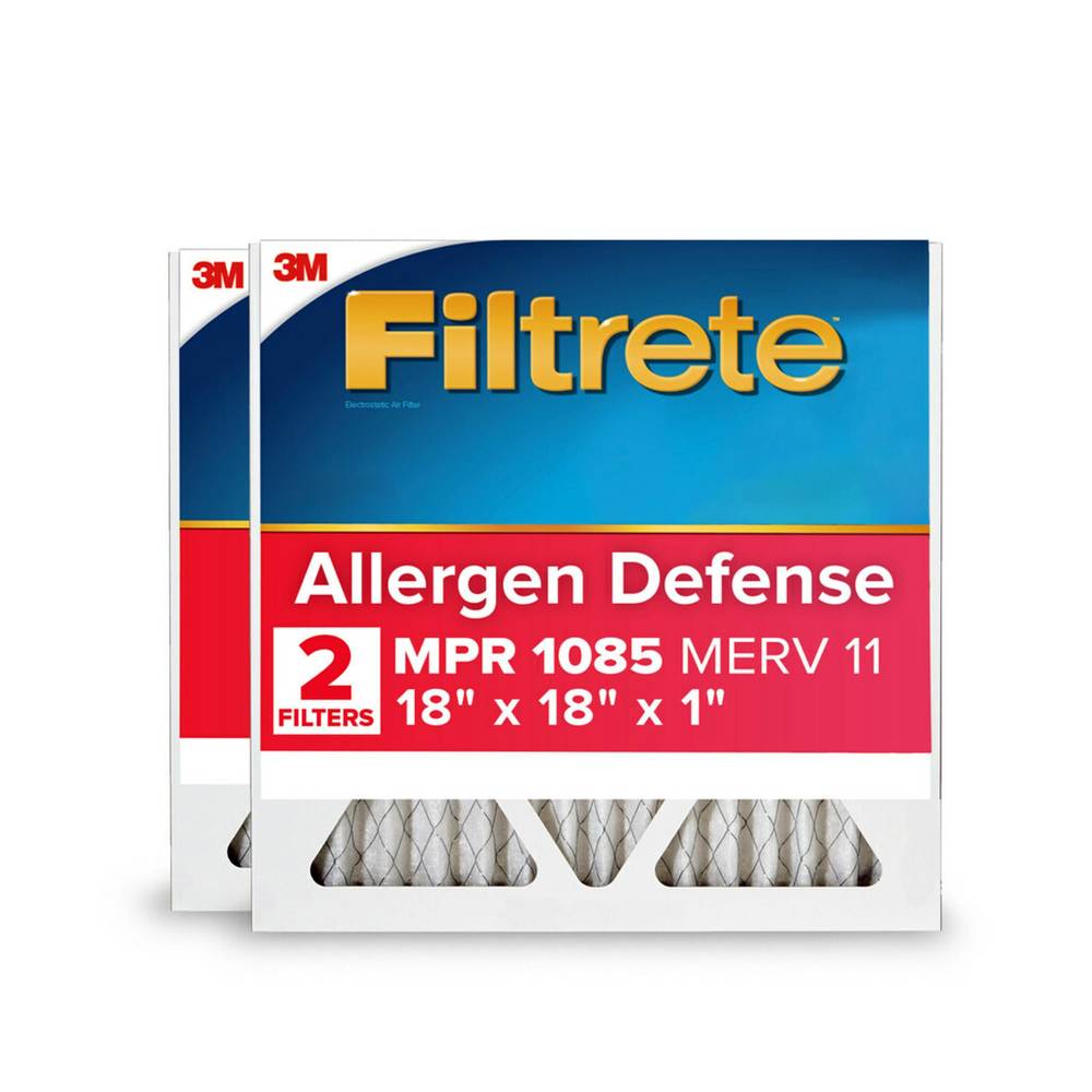 Filtrete 18-in W x 18-in L x 1-in MERV 11 1085 MPR Allergen Defense Extra Electrostatic Pleated Air Filter (2-Pack) | 1217-2PK