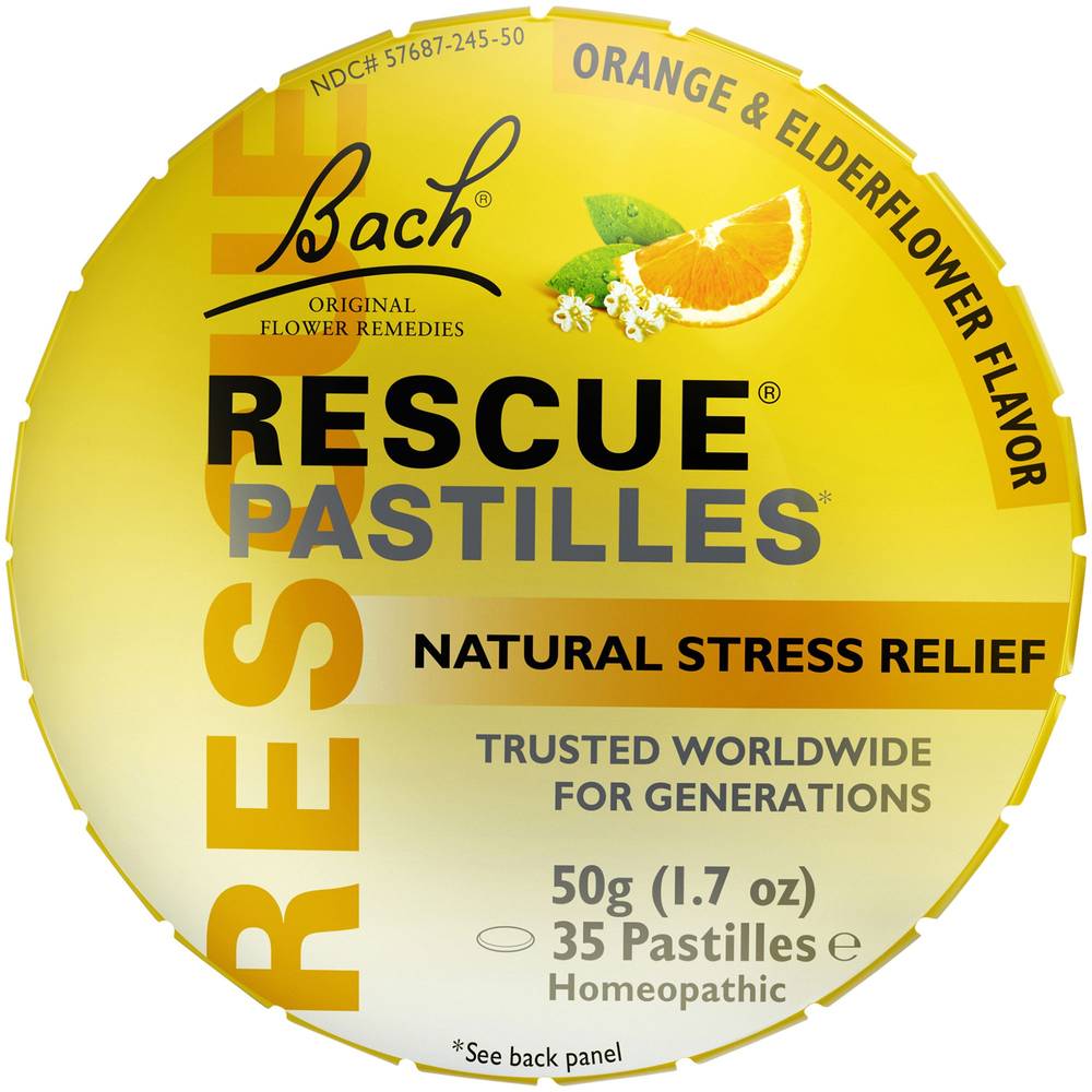Rescue Pastilles, Orange And Elderflower Flavor, Natural Stress And Occasional Anxiety Relief Lozenges (35 Count)