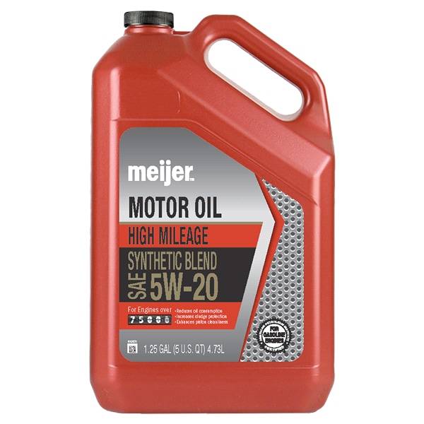 Meijer High Mileage 5W-20 Motor Oil, Synthetic Blend, 5 qt