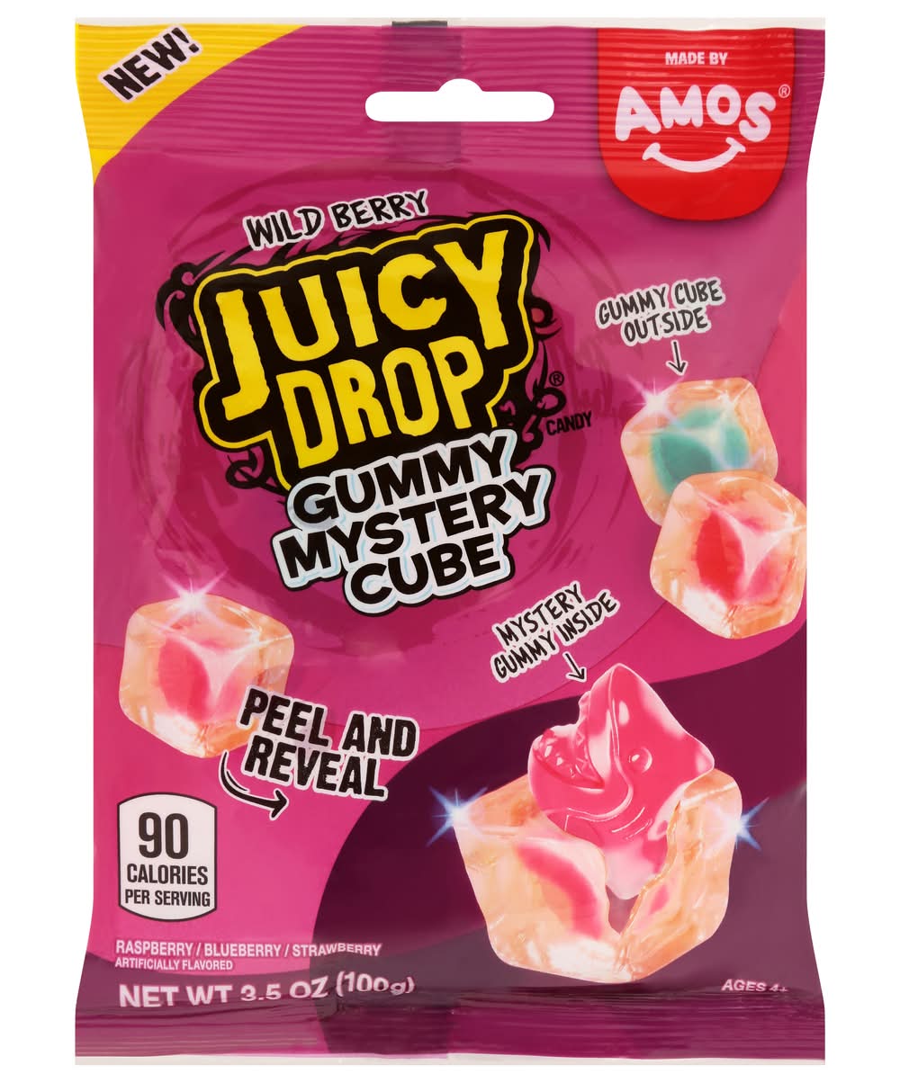 Juicy Drop Wild Berry Gummy Mystery Cube Candy, Raspberry-Blueberry-Strawberry (3.5 oz)