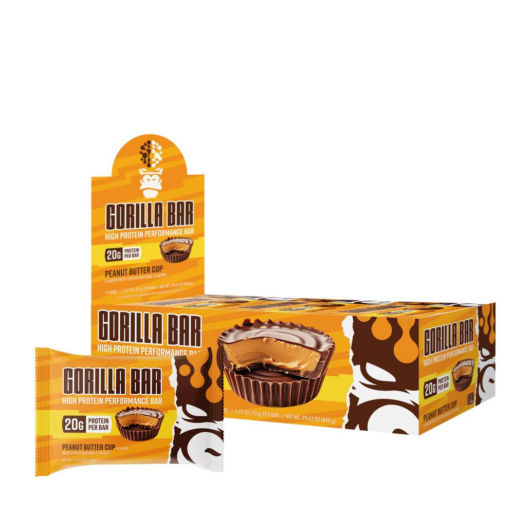 Gorilla Bar High Protein Performance Bar - Peanut Butter Cup (12 Bars) (1 Unit(s))