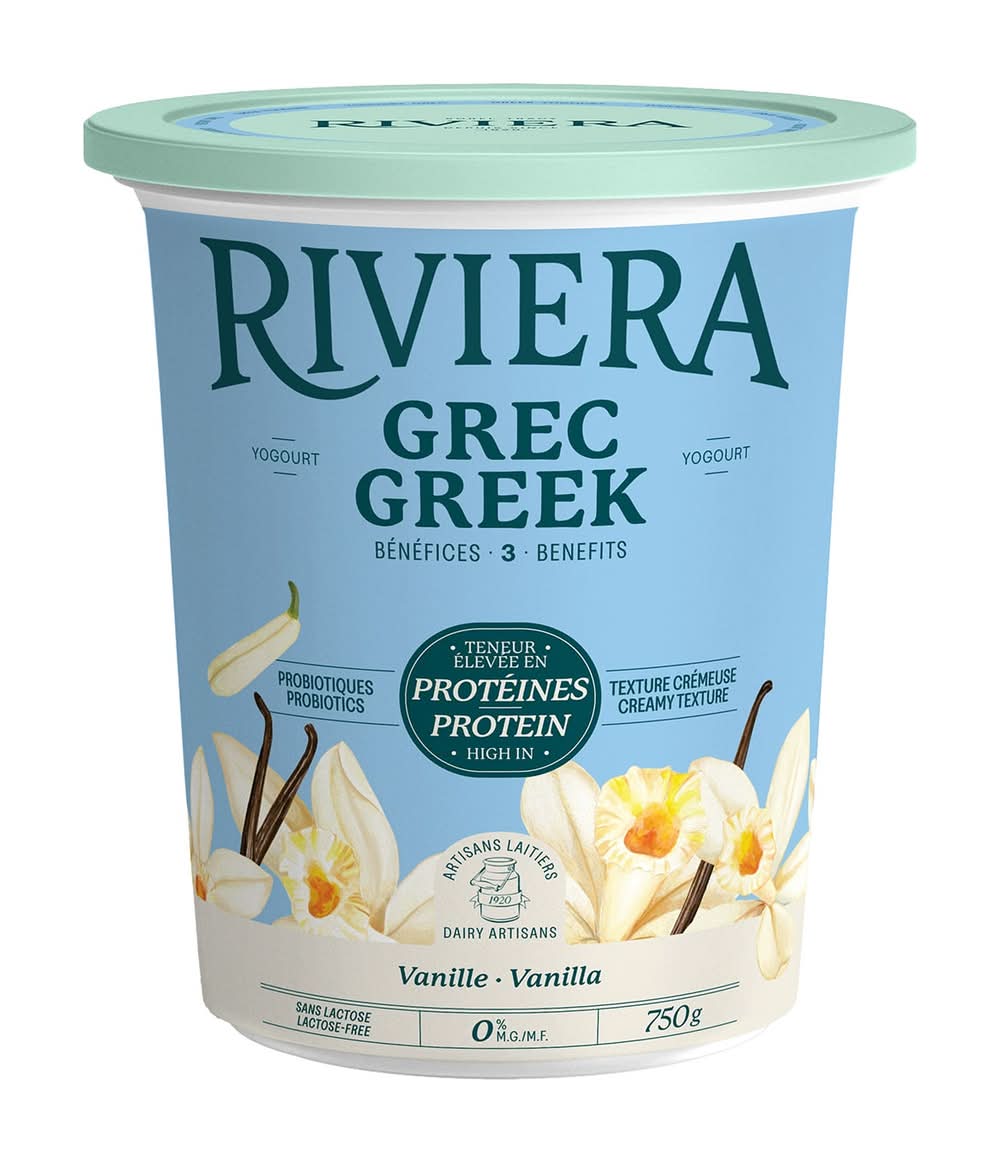 Maison Riviera Yogourt Grec 0% Vanille, 2 X 750 G / Maison Riviera Greek 0% Vanilla Yogurt, 2 X 750 G