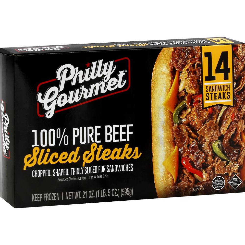 Philly Gourmet 100% Pure Beef Sliced Steaks (1.31 lbs)