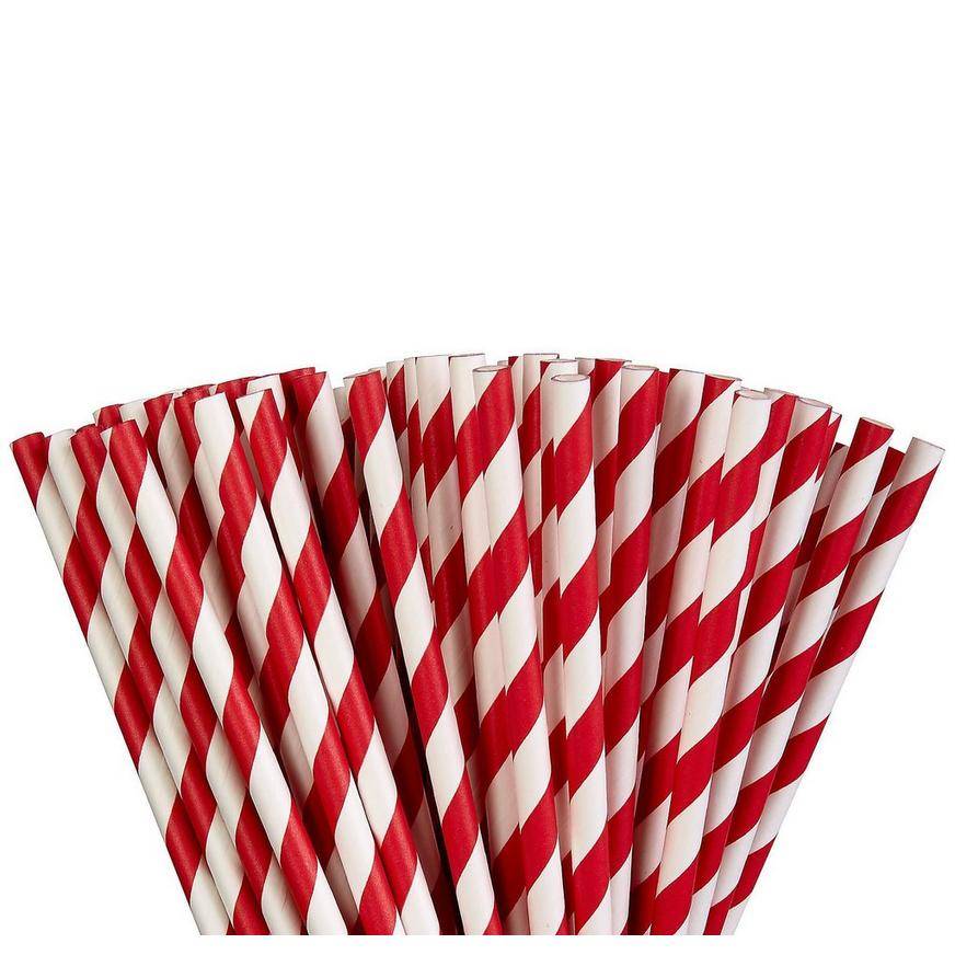 Party City Striped Paper Straws (red) (50 ct)