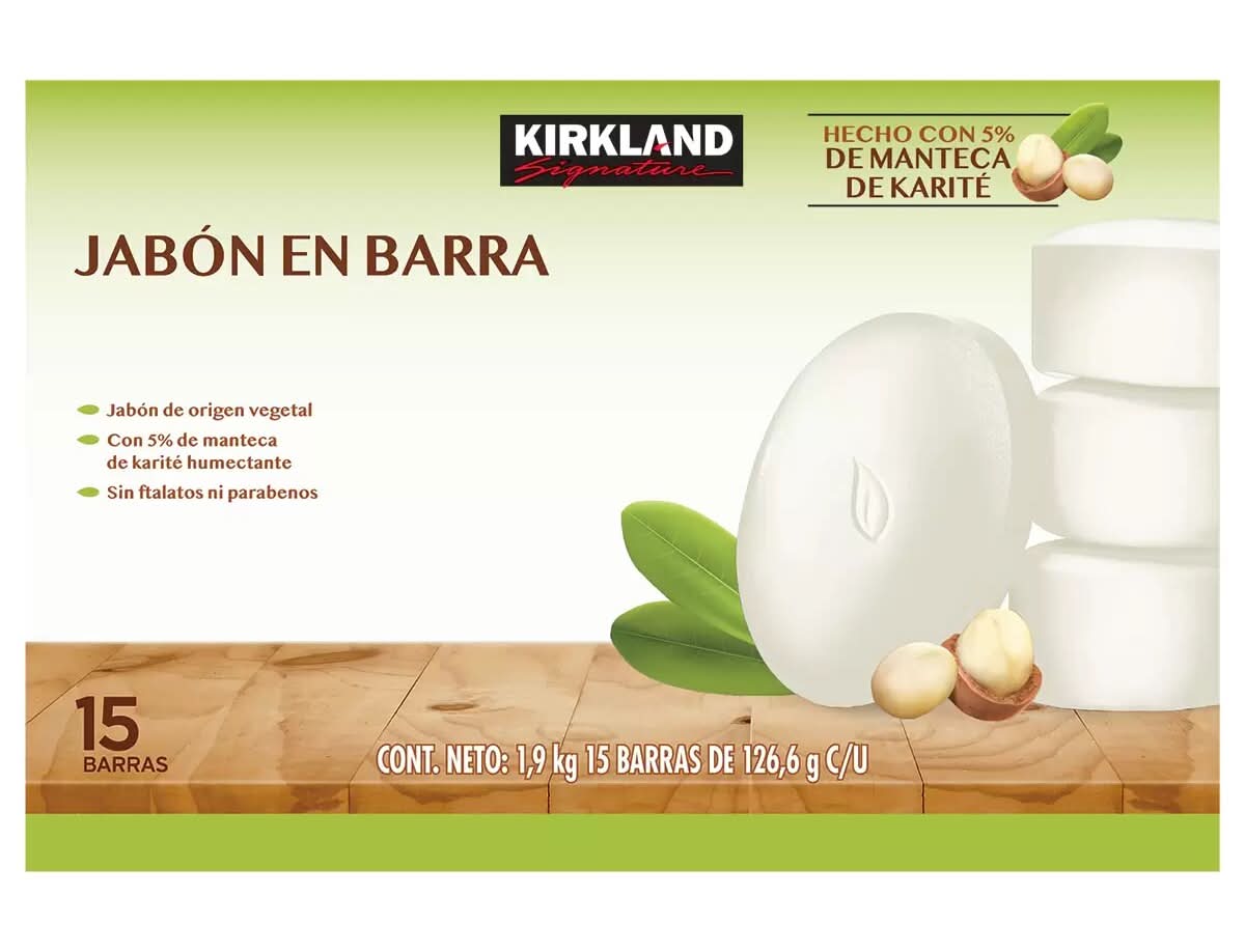 Kirkland Signature · Jabón en barra vegetal con manteca de karité (15 x 126,6 g)