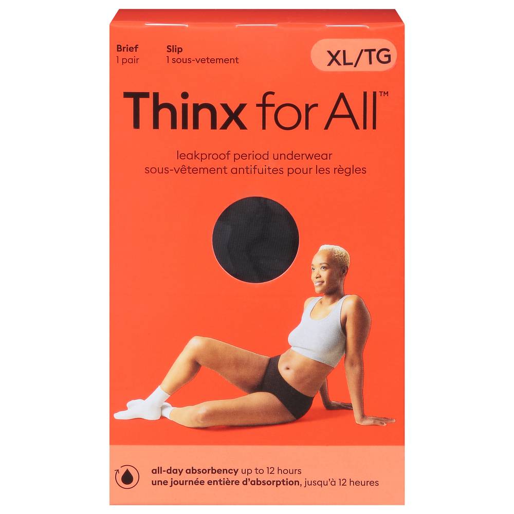 Thinx For All Leakproof Brief Underwear, XL, Black