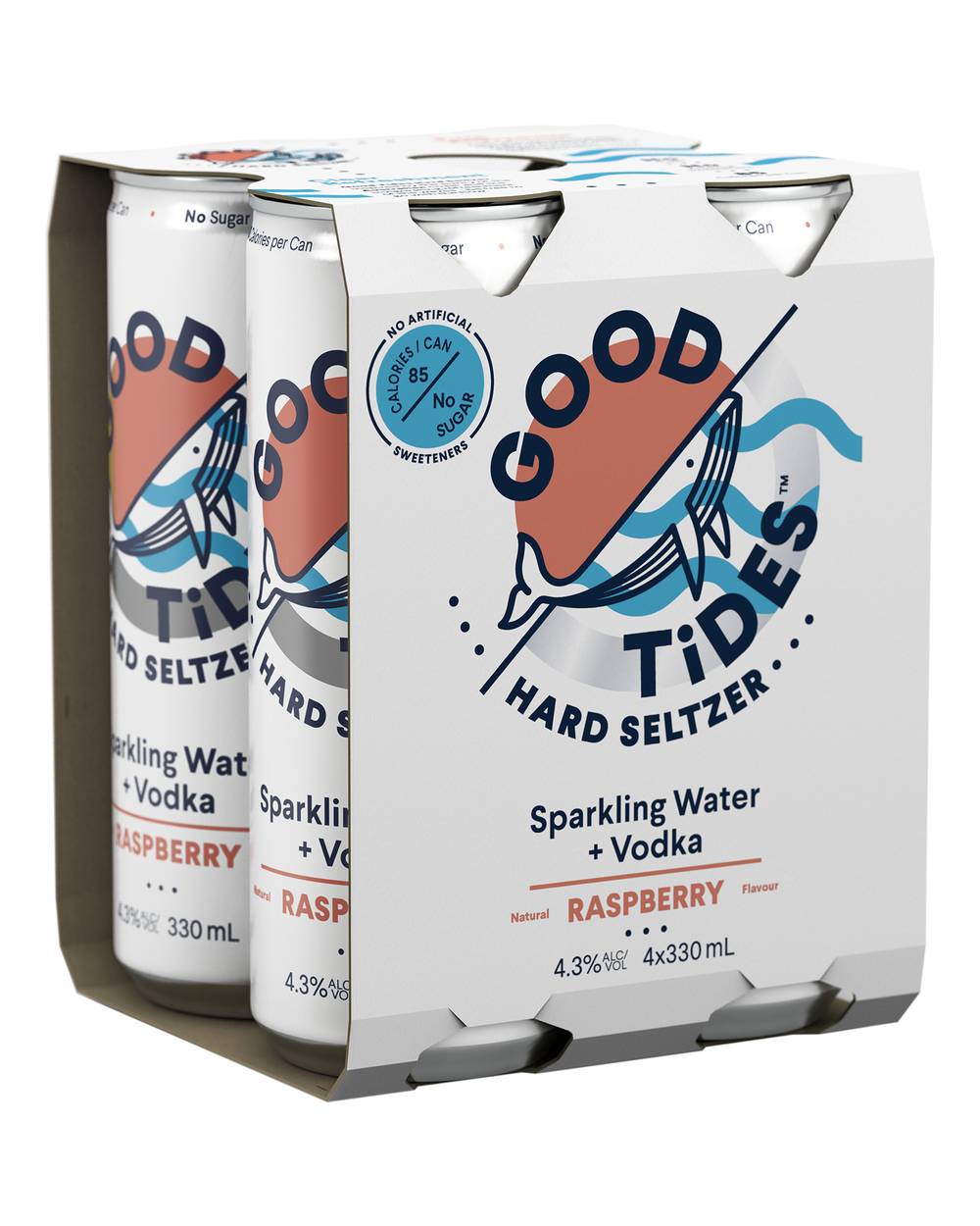Good Tides Hard Seltzer Raspberry Vodka Cans 4x330mL