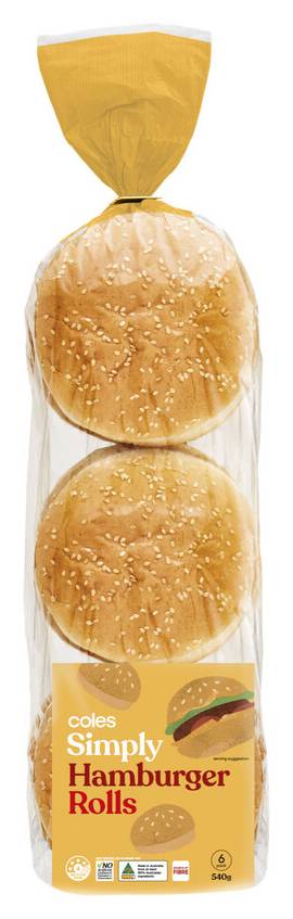 Coles Rolls Hamburger (6 pack)
