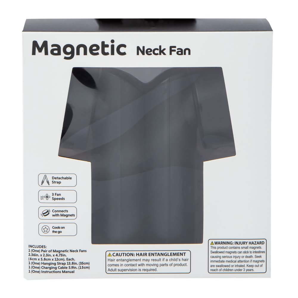 Dual Magnetic Neck Fan Black