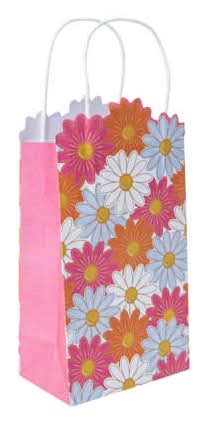 Small Kraft Gift Bags 6-Count Orange Floral