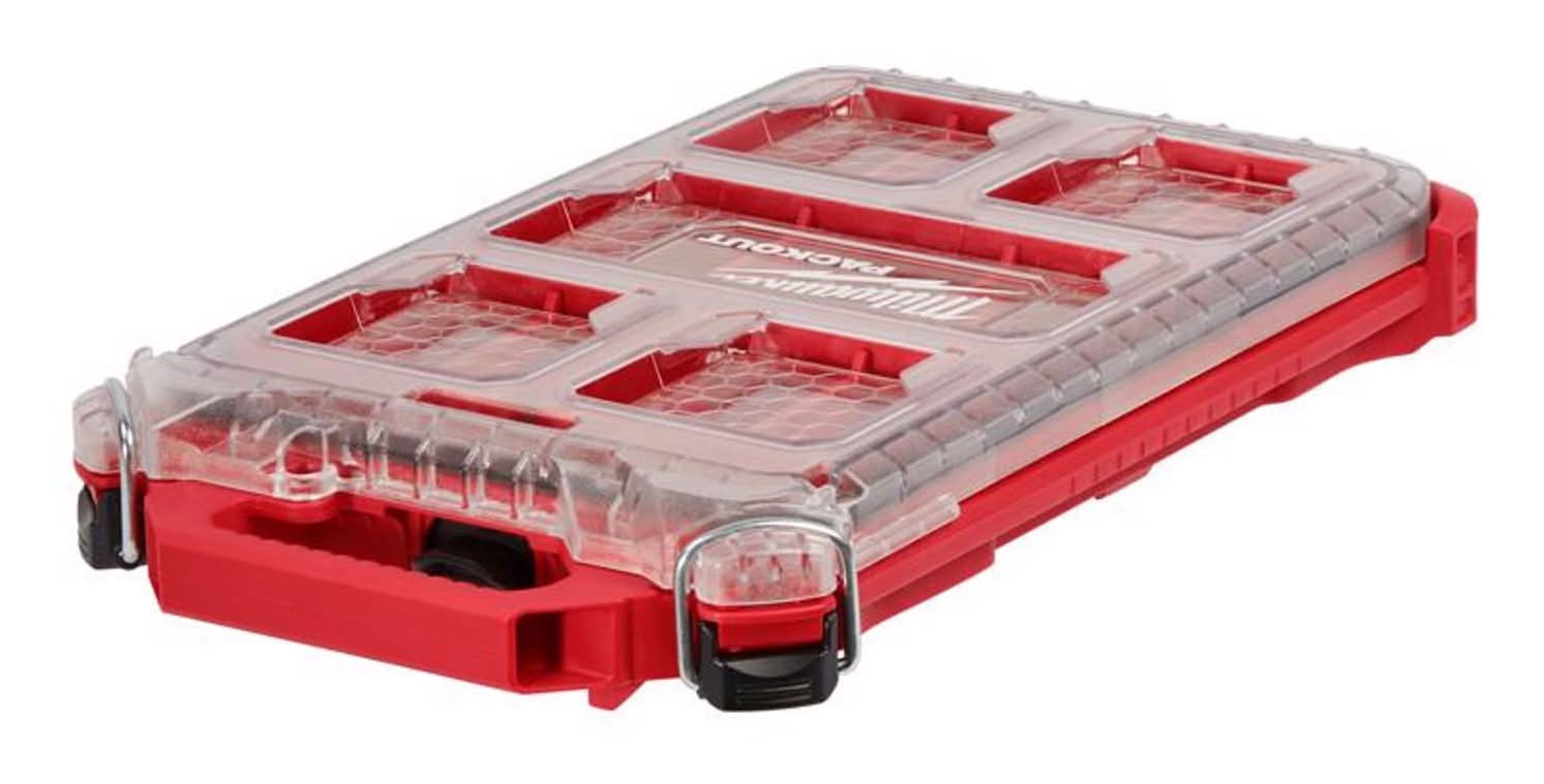 Milwaukee Packout Storage Organizer Impact-Resistant Poly 5 Compartments Red