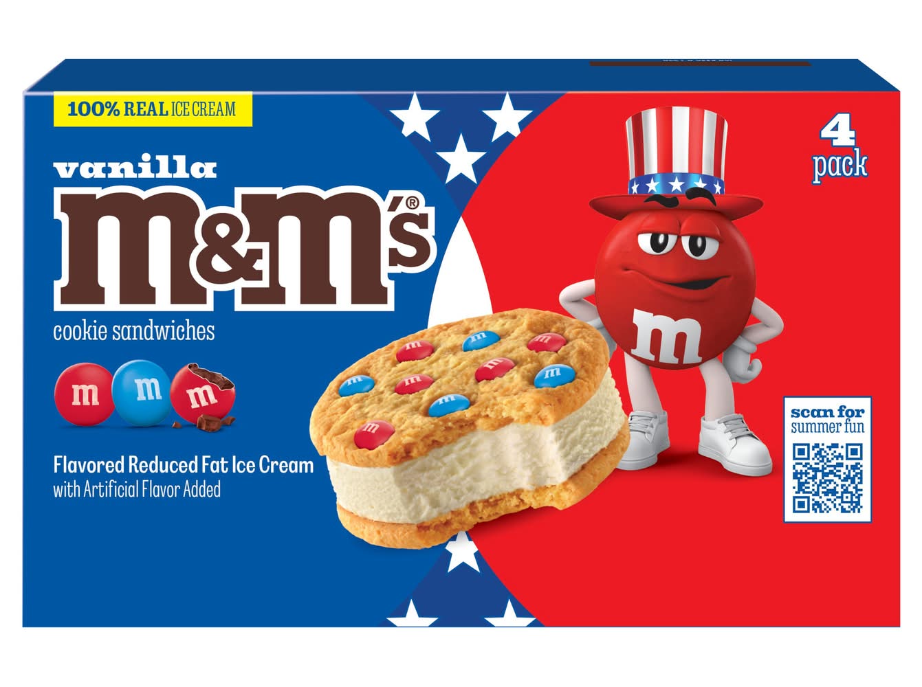 M&M's Ice Cream Cookie Sandwiches, Vanilla (16 fl oz, 4 ct)