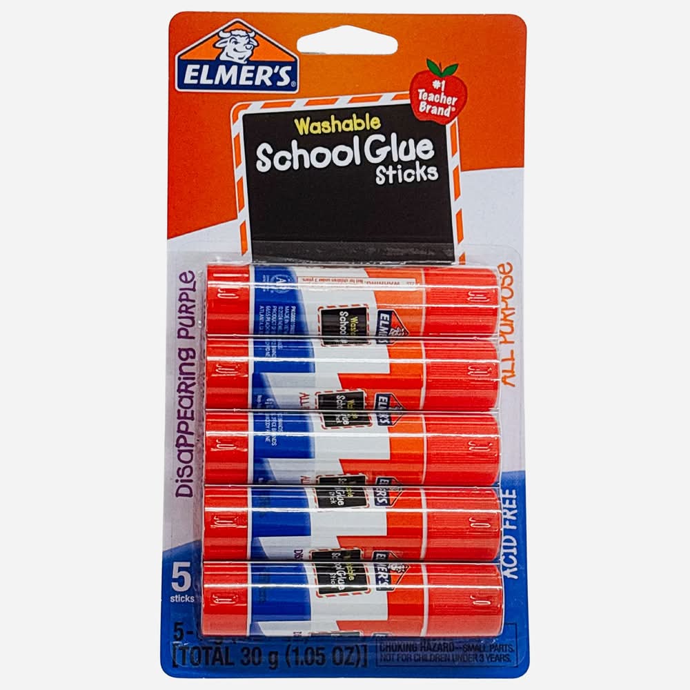Elmer'S Washable Disappearing Purple School Glue Sticks 5 Count