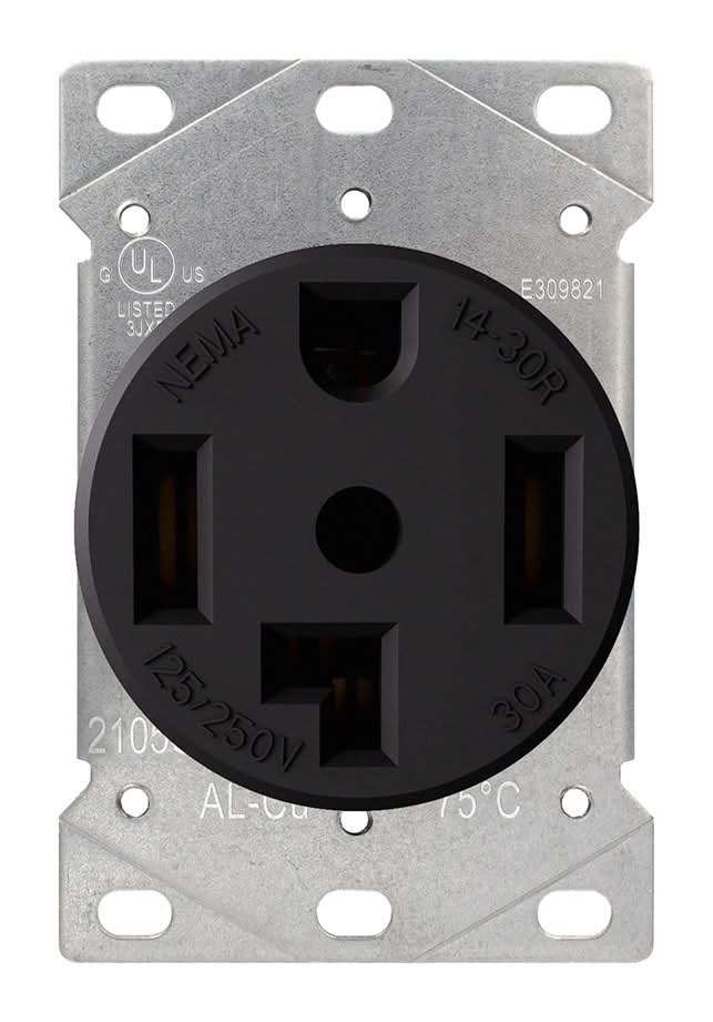 Utilitech 30 -Amp 125/250-volt Industrial Round Dryer power outlet , Black | 2105S