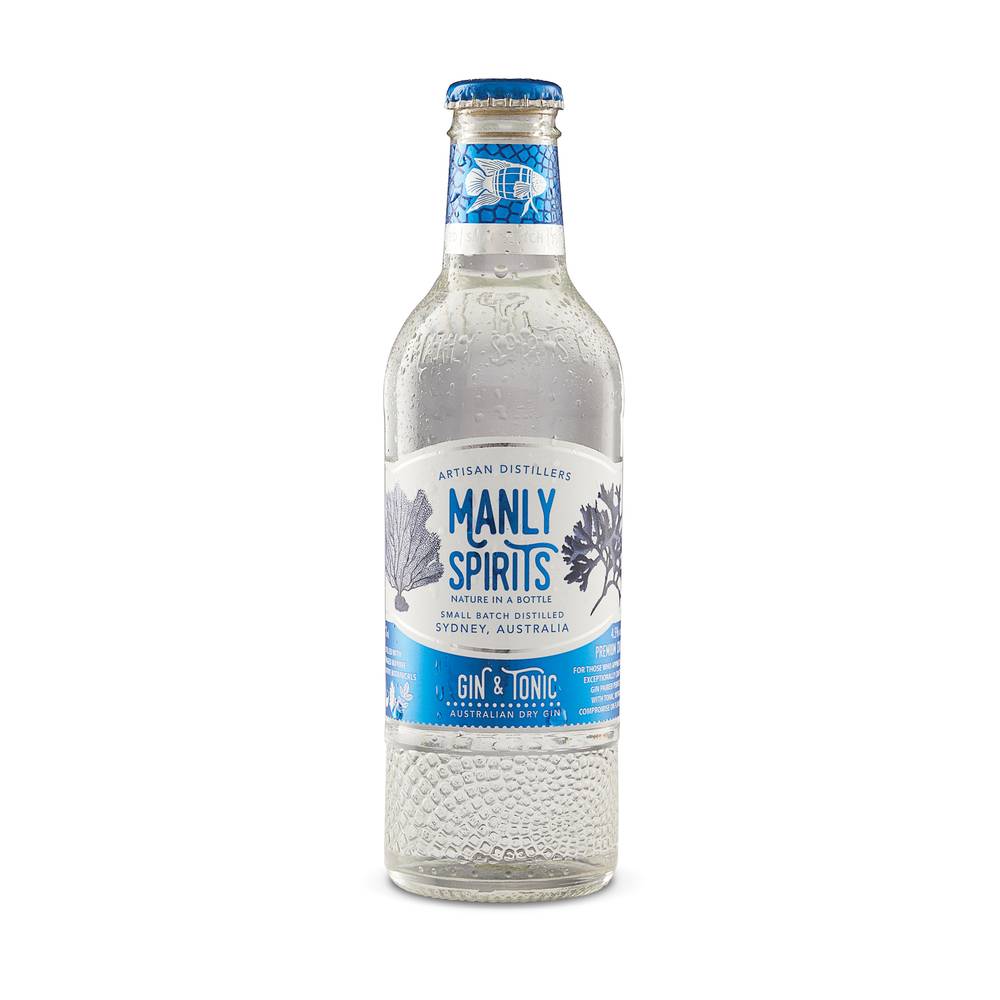 Manly Spirits Australian Dry Gin & Tonic Bottle 275mL X 4 pack