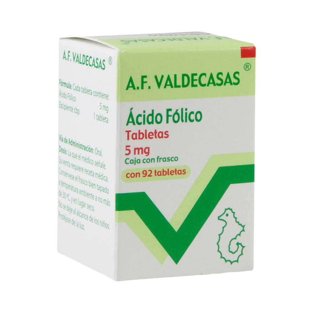 A.f. valdecasa ácido fólico tabletas 5 mg (20 piezas)