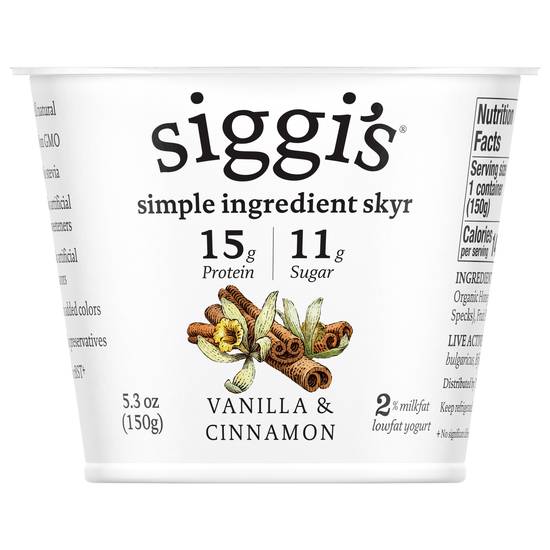 Siggi's Low Fat Vanilla & Cinnamon Yogurt