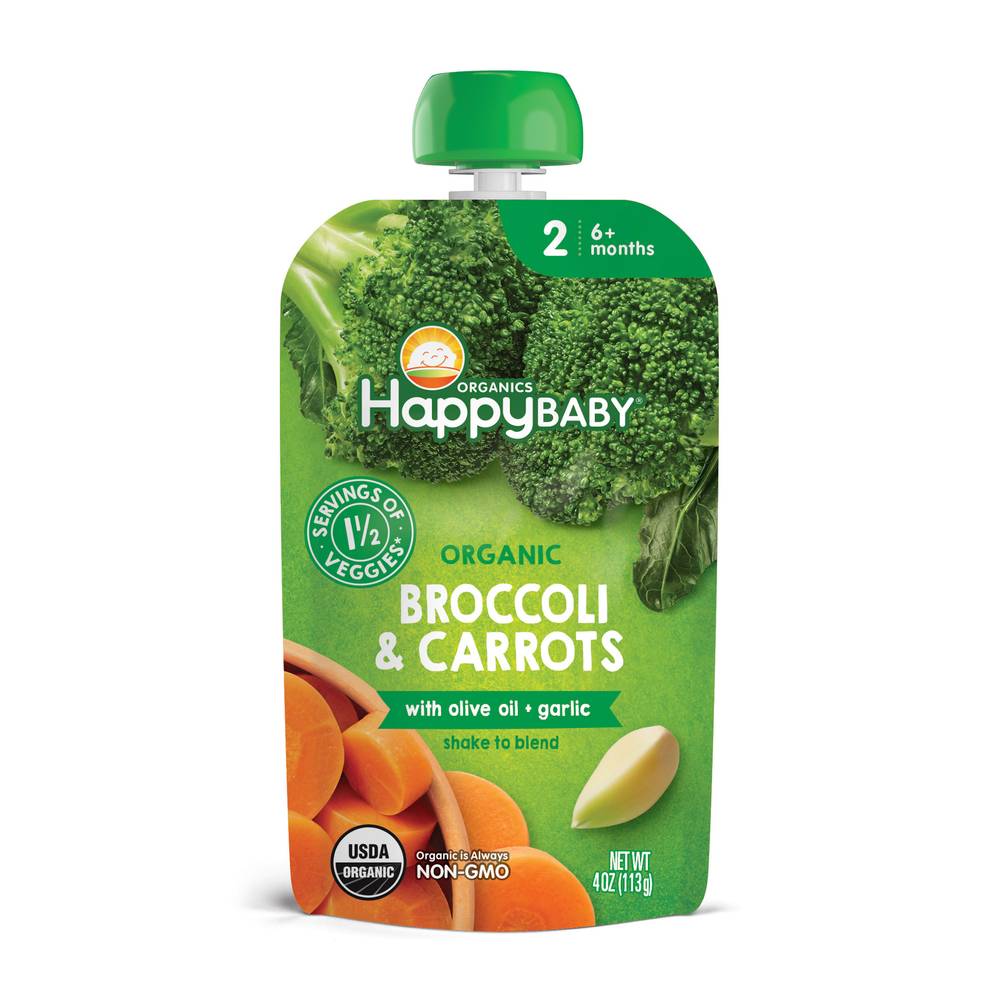 Happy Baby Organics 2 (6+ months) Broccoli & Carrots