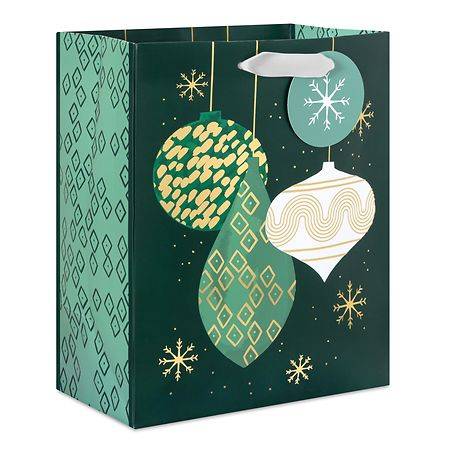 Hallmark Christmas Gift Bag (Ornaments on Green) Medium - 1.0 ea