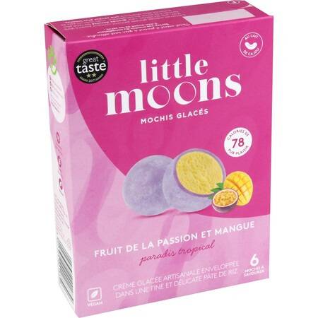 Glace mochis fruit de la passion mangue LITTLE MOONS - la boite de 6 - 192g